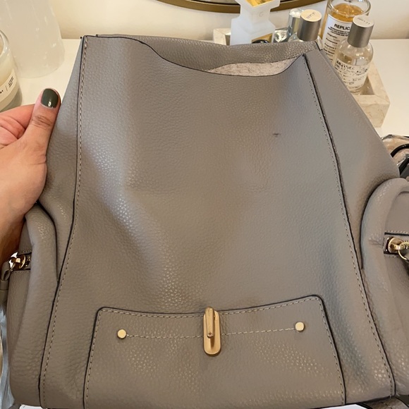 Zara Gray Pebbled Leather Backpack With Gold Hardware main image 10